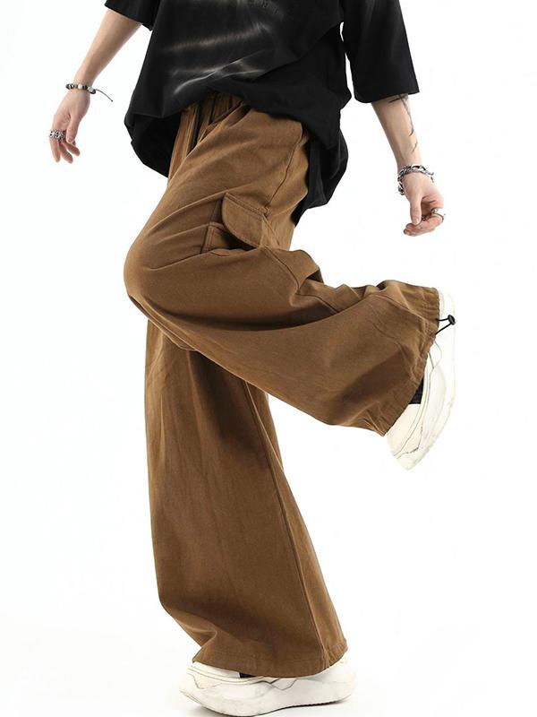 Men's Vintage Brown Big Pocket Bound Feet Cargo Pants Product Image