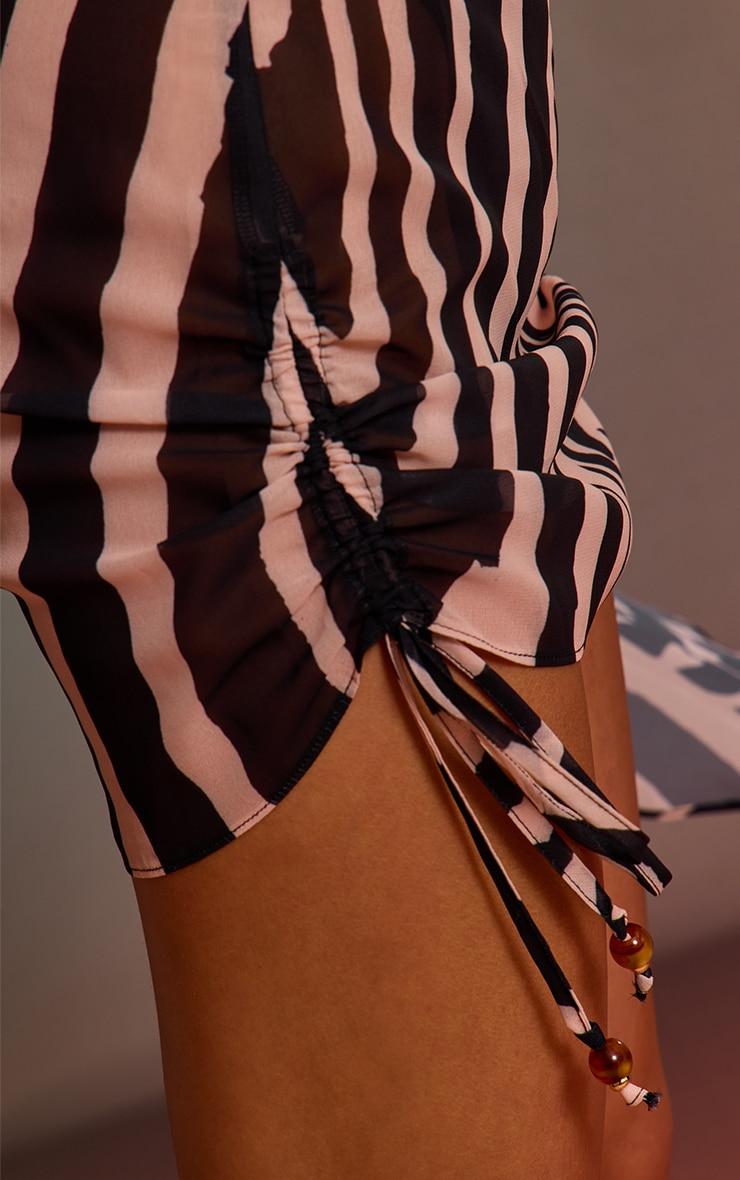 Monochrome Zebra Print Bead Trim Chiffon Beach Skirt Product Image