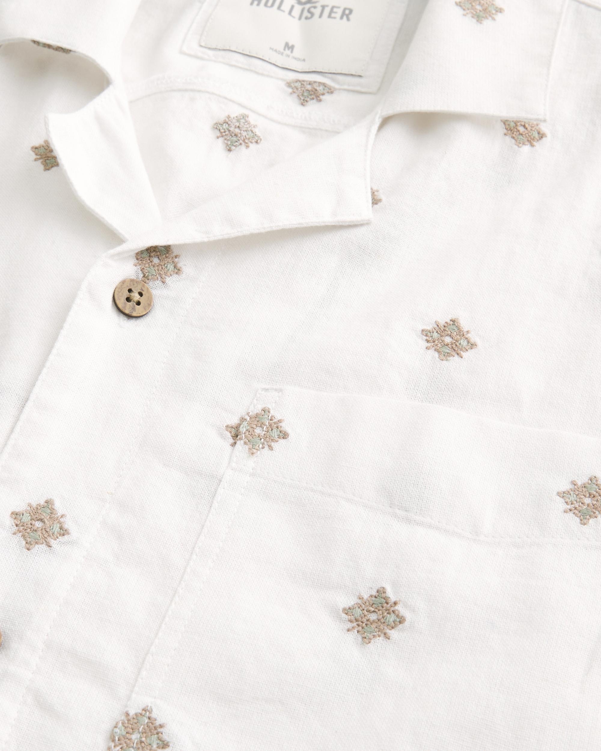 Short-Sleeve Embroidered Pattern Shirt Product Image