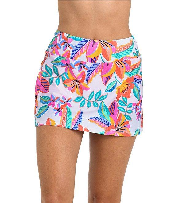 24th & Ocean Francesca Tropical Print High Waist Tummy Control Skort Swim Bottom Product Image