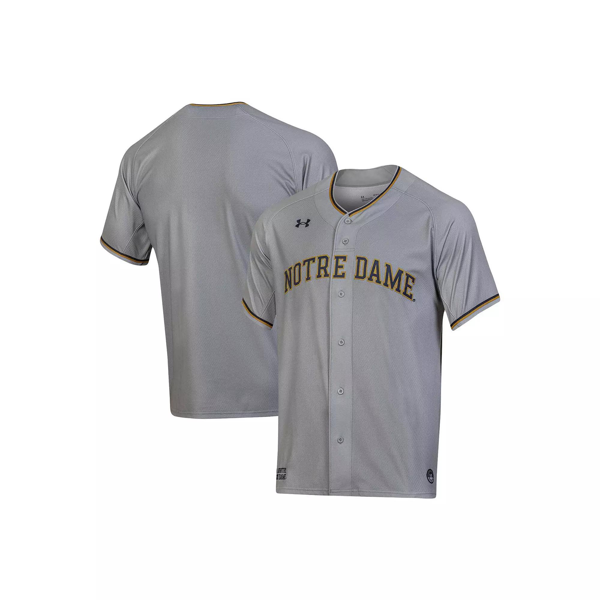 Men's Under Armour Gray Notre Dame Fighting Irish Replica Baseball Jersey, Size: Small, Grey Product Image