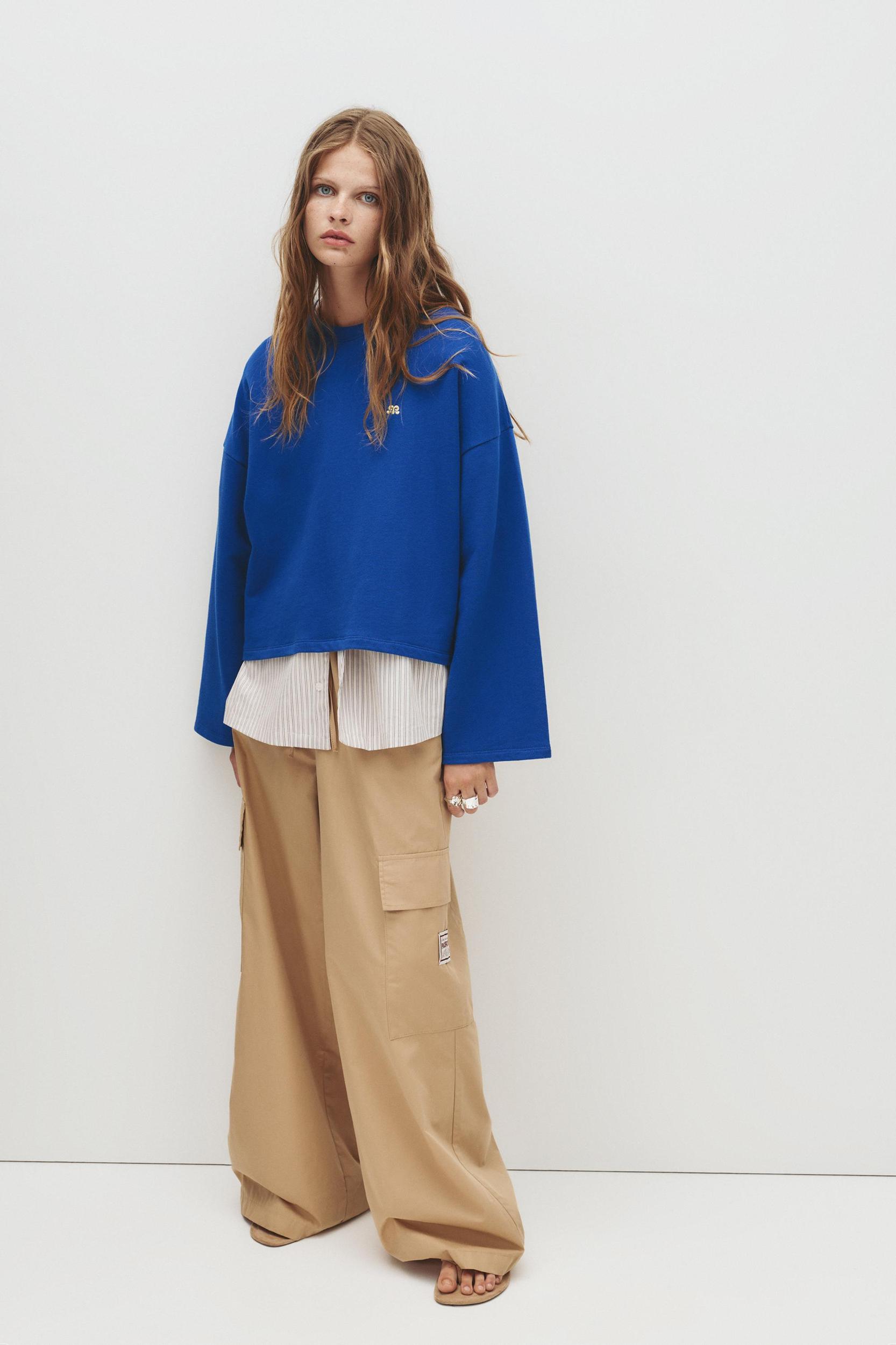 Embroidered blue sweatshirt Product Image