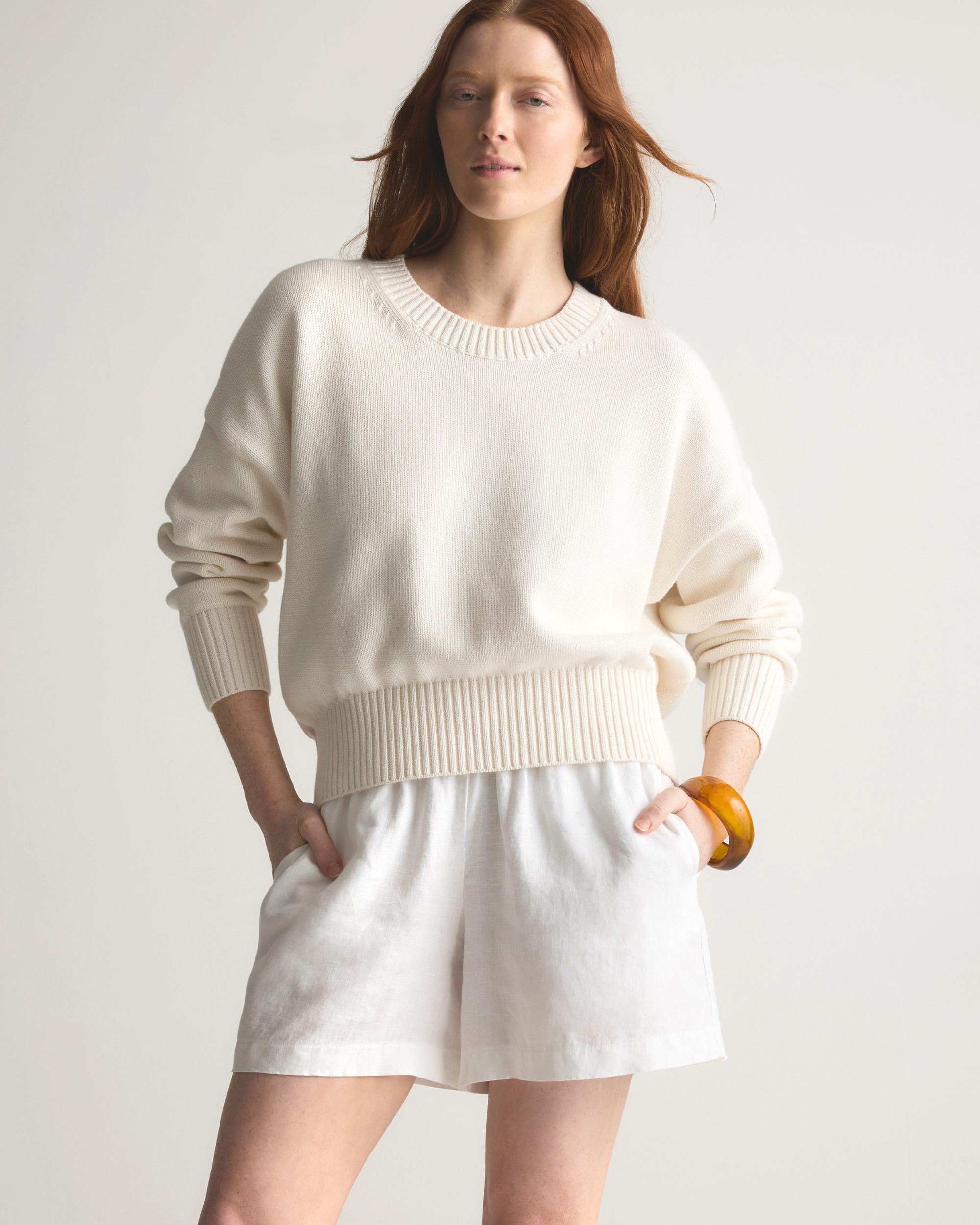 Quince | Women's Boyfriend Crewneck Sweater Size XS, Organic Cotton Product Image