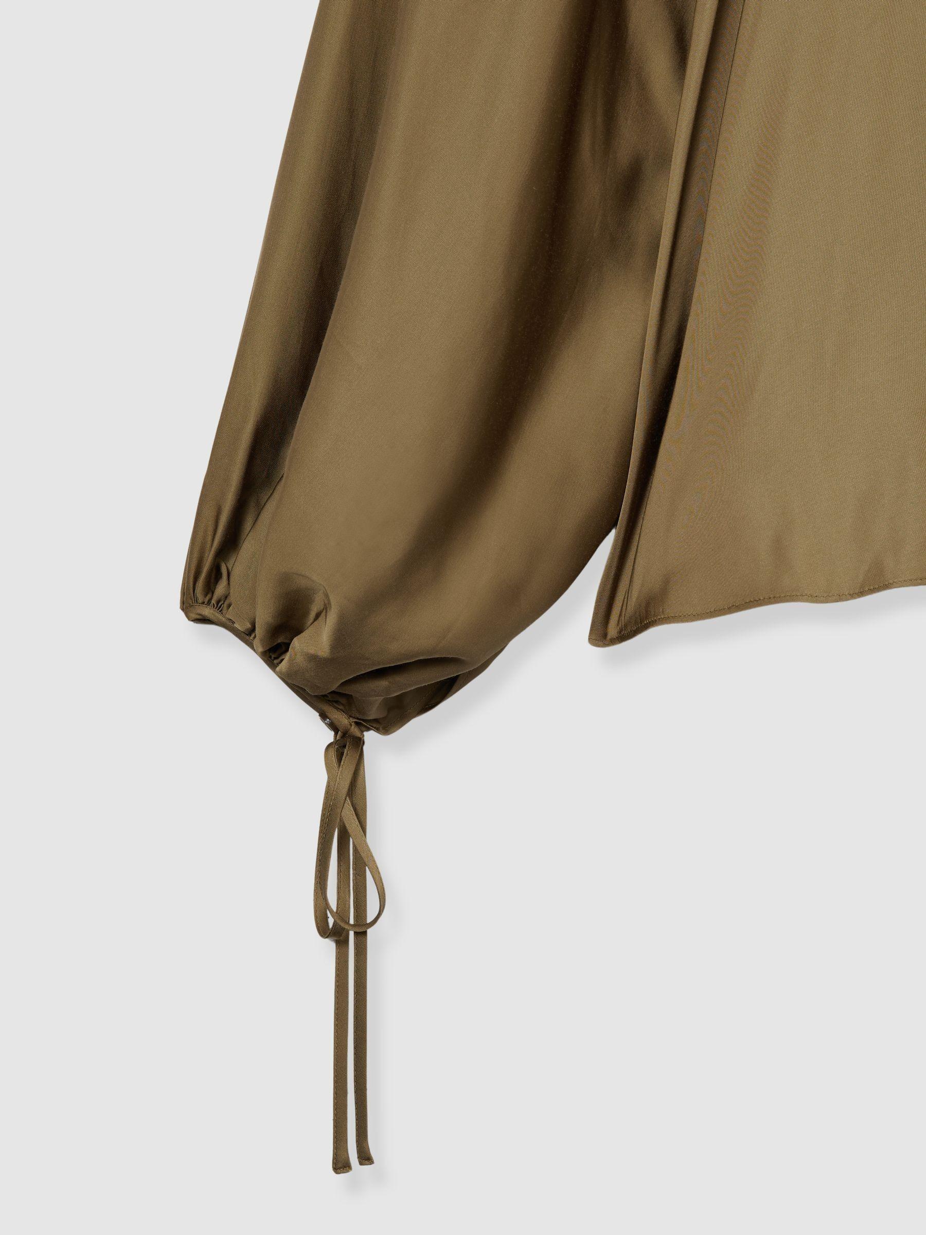 Atelier Gathered-Satin Top in Khaki Product Image
