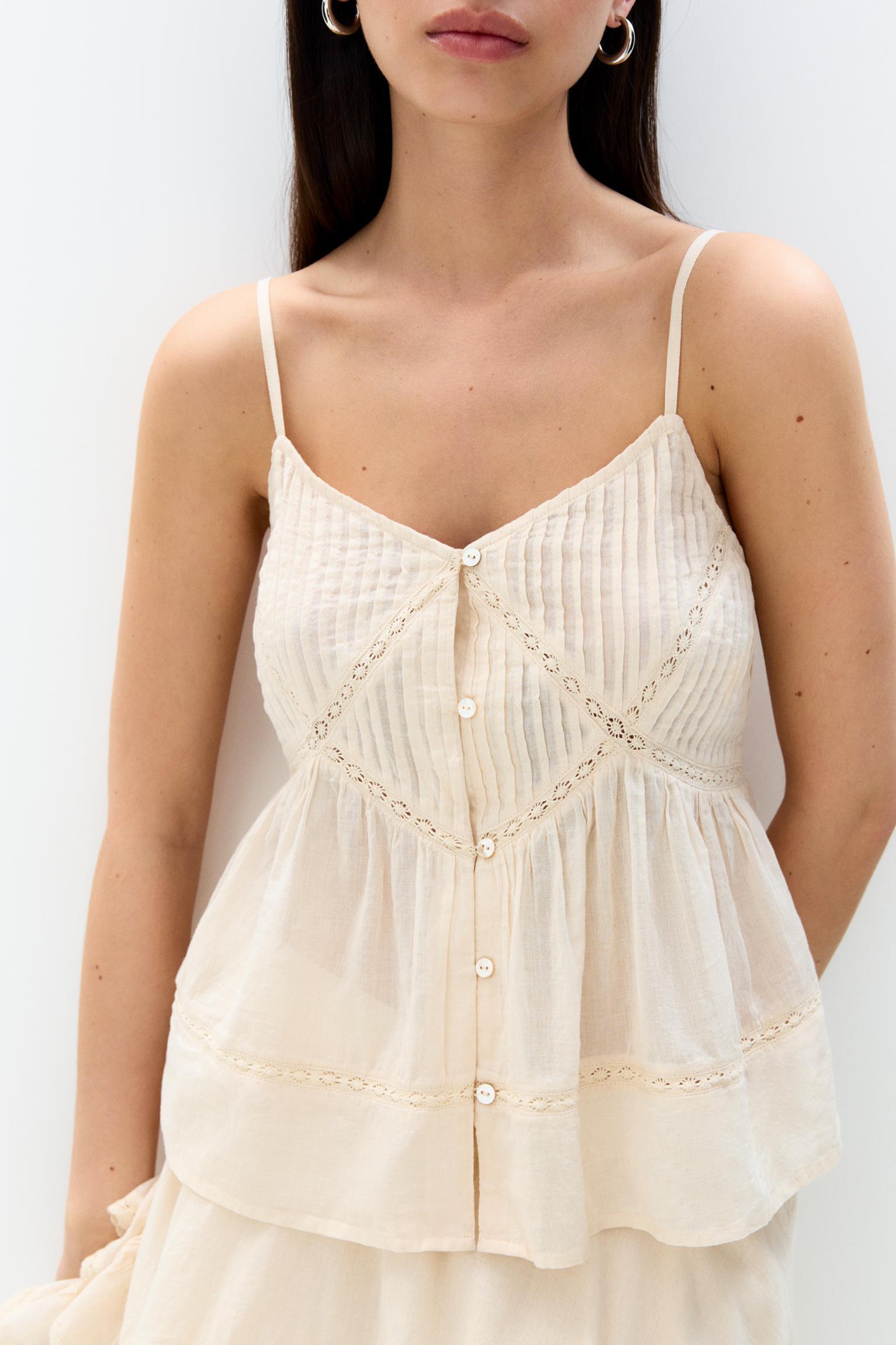 Strappy top with lace trim detail Product Image