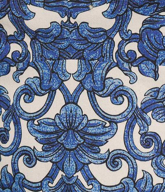 Antonio Melani Britani Blue Tile Print Sweetheart Neck Sleeveless Coordinating Blouse Product Image