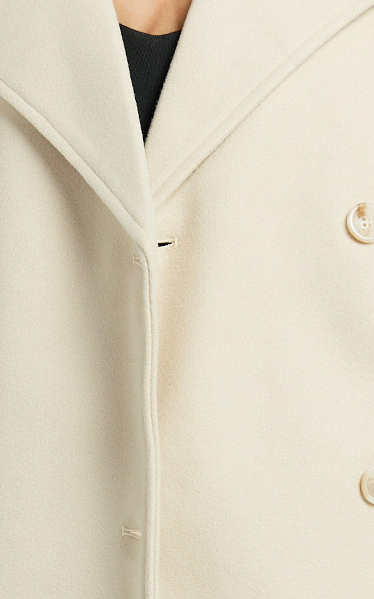 Adriana Coat - Double Breasted Short Wool Like Coat in Cream Product Image