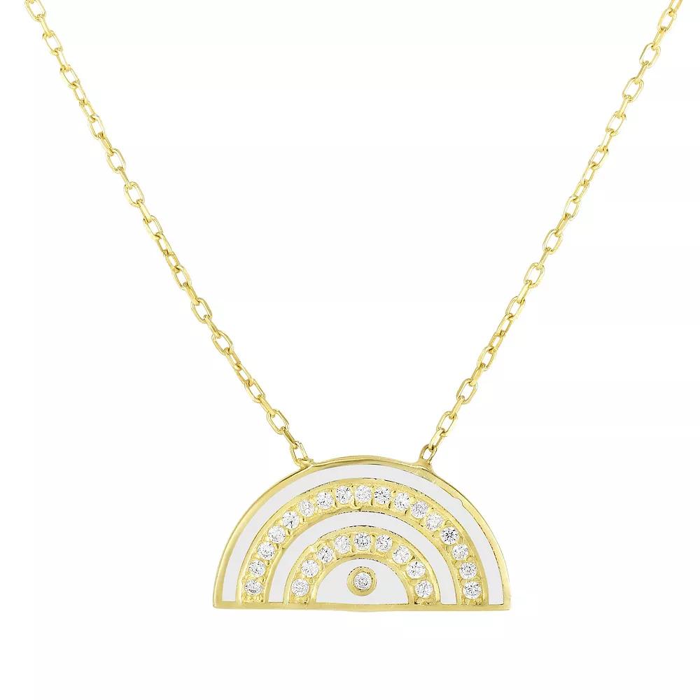 Sunkissed Sterling 14k Gold Over Silver Cubic Zirconia Rainbow Necklace, Women's, Size: 18", Gold Tone Product Image