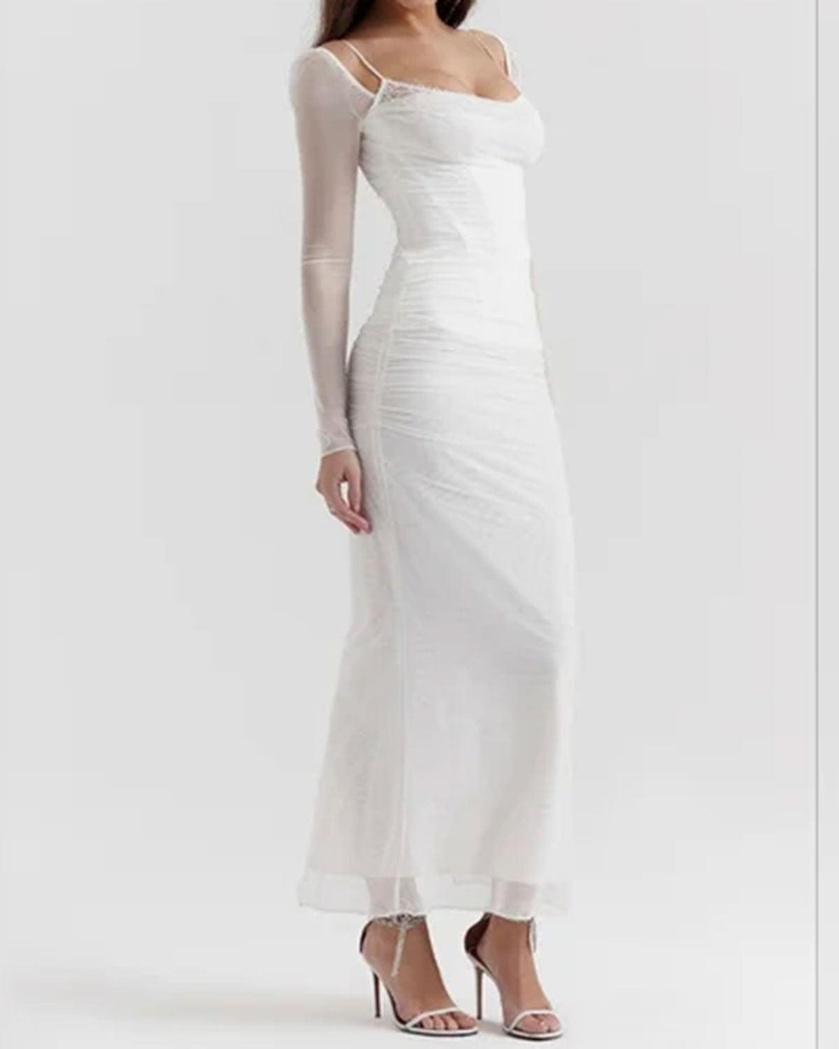 White See Through Bodycon Maxi Dress Product Image