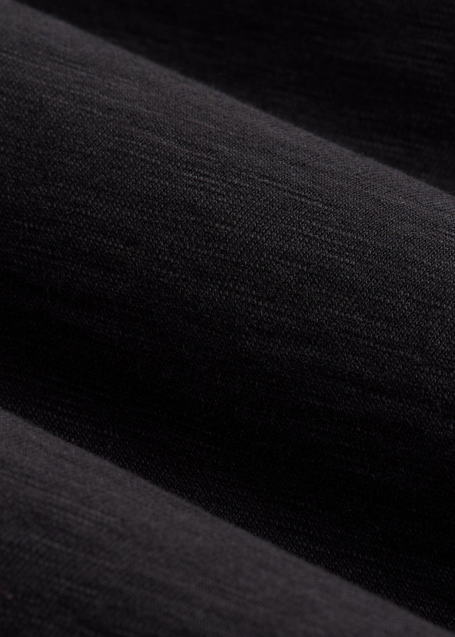 Three-Button Long Sleeve Slub Henley for Tall Men in Black Male Product Image