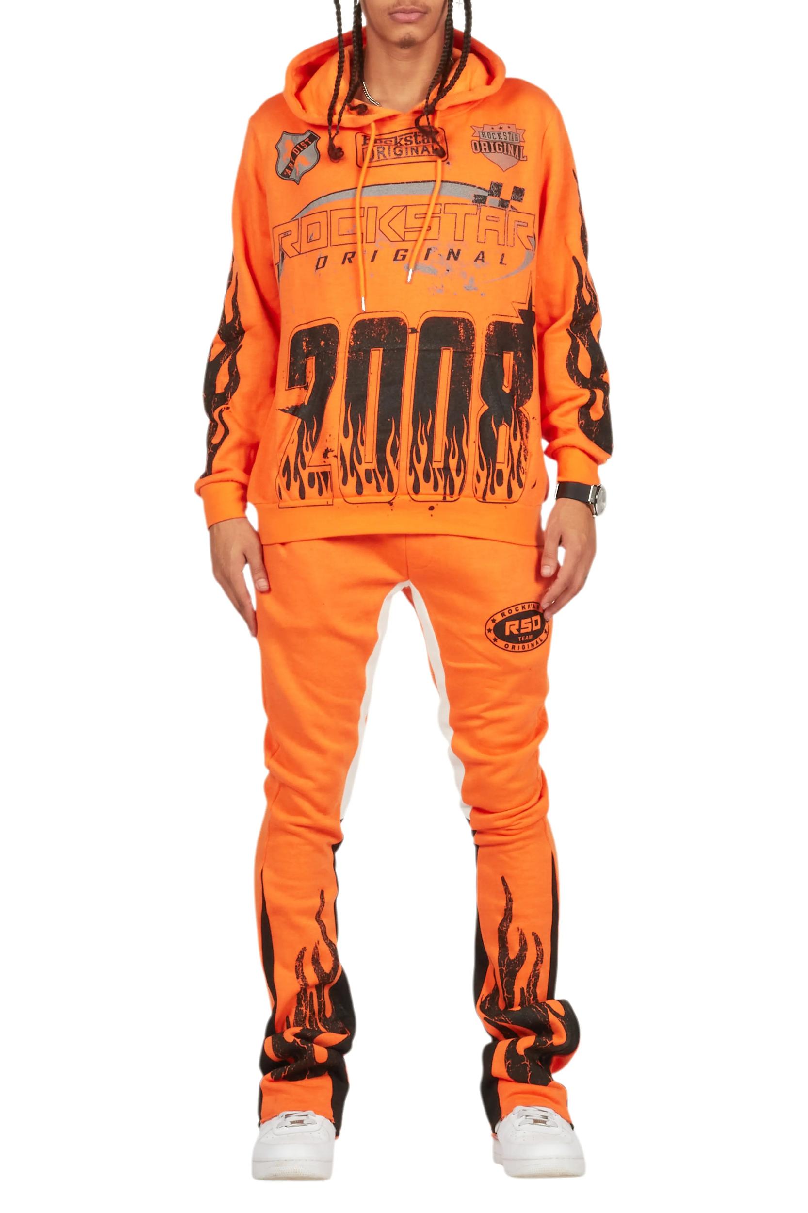 Amos Orange Hoodie/Stacked Flare Track Set Male Product Image