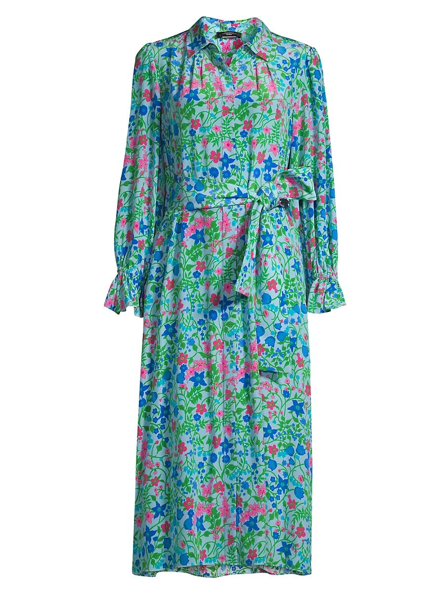 Womens Ciad Floral Silk Midi-Shirtdress Product Image
