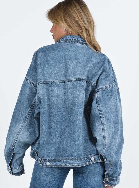 Kier Oversized Jacket Denim Mid Wash Product Image