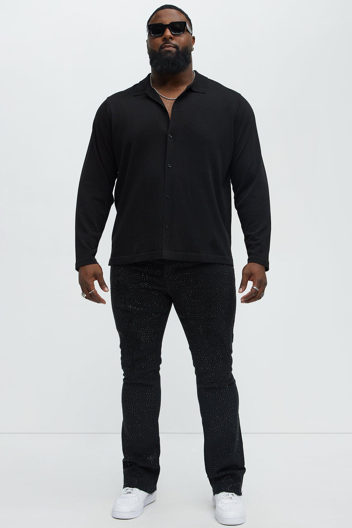 Stacked Skinny Flare On My Bling Distressed Jeans - Black Male Product Image