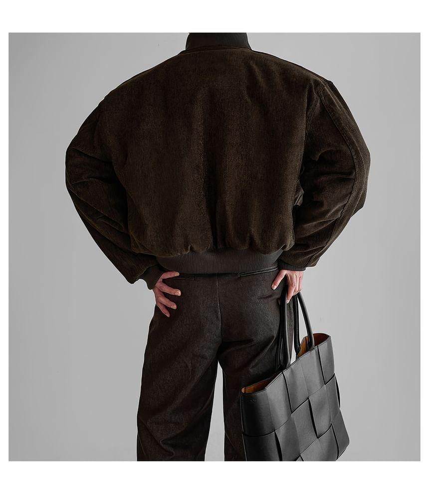 Plain Zip Puffer Baseball Jacket Product Image