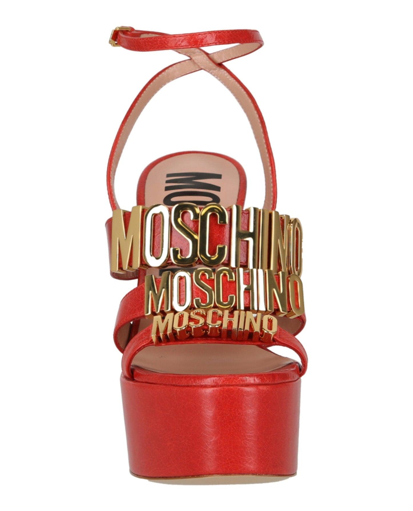 Moschino Degrade Metal Logo Heeled Sandals Female Product Image
