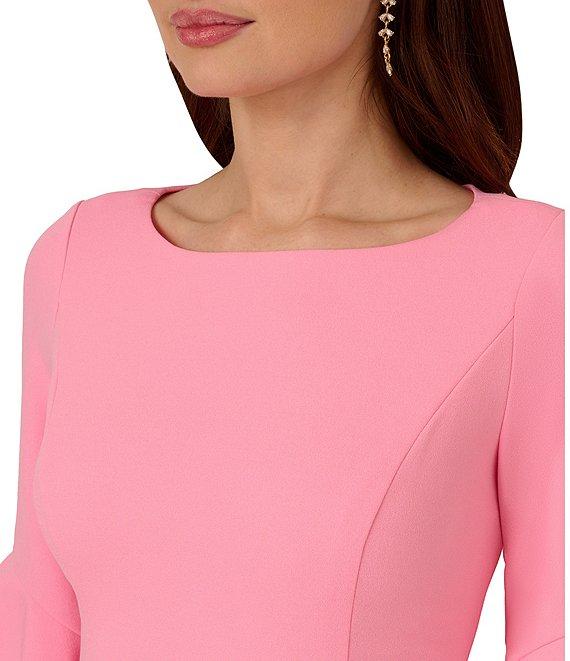 Adrianna Papell Stretch Crepe 3/4 Bell Sleeve Boat Neck Sheath Dress Product Image
