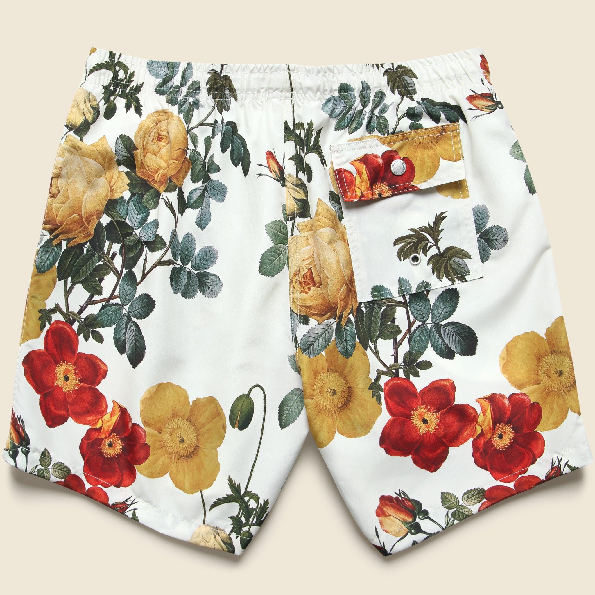 5.5" Bouquet Swim Trunks - White Product Image