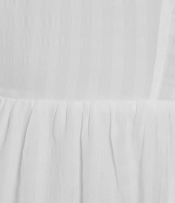 Midnight Doll Textured Check Puff Sleeve With Bow Back Detail Short Dress Product Image