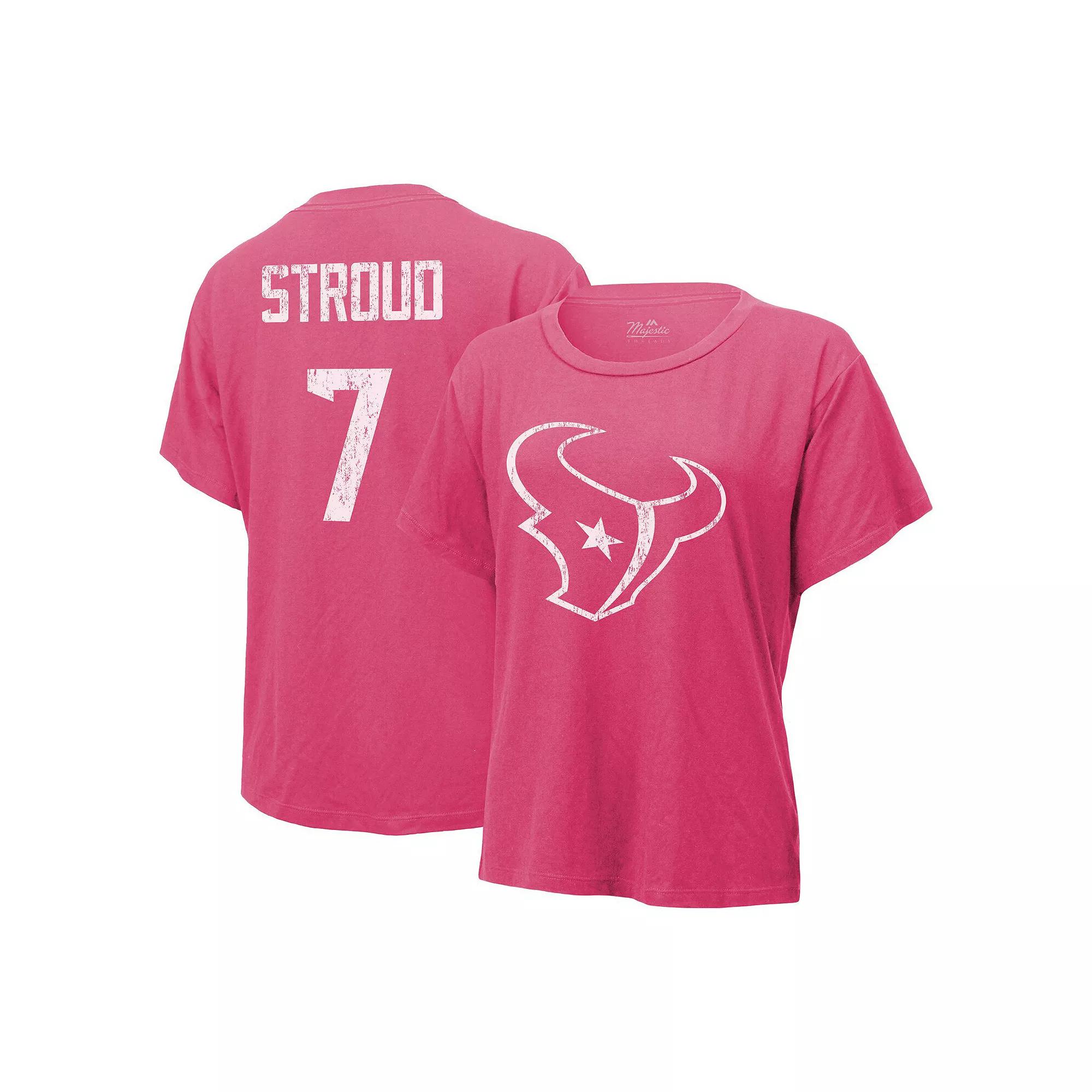 Women's Majestic Threads C.J. Stroud Pink Houston Texans Name & Number T-Shirt,  Product Image