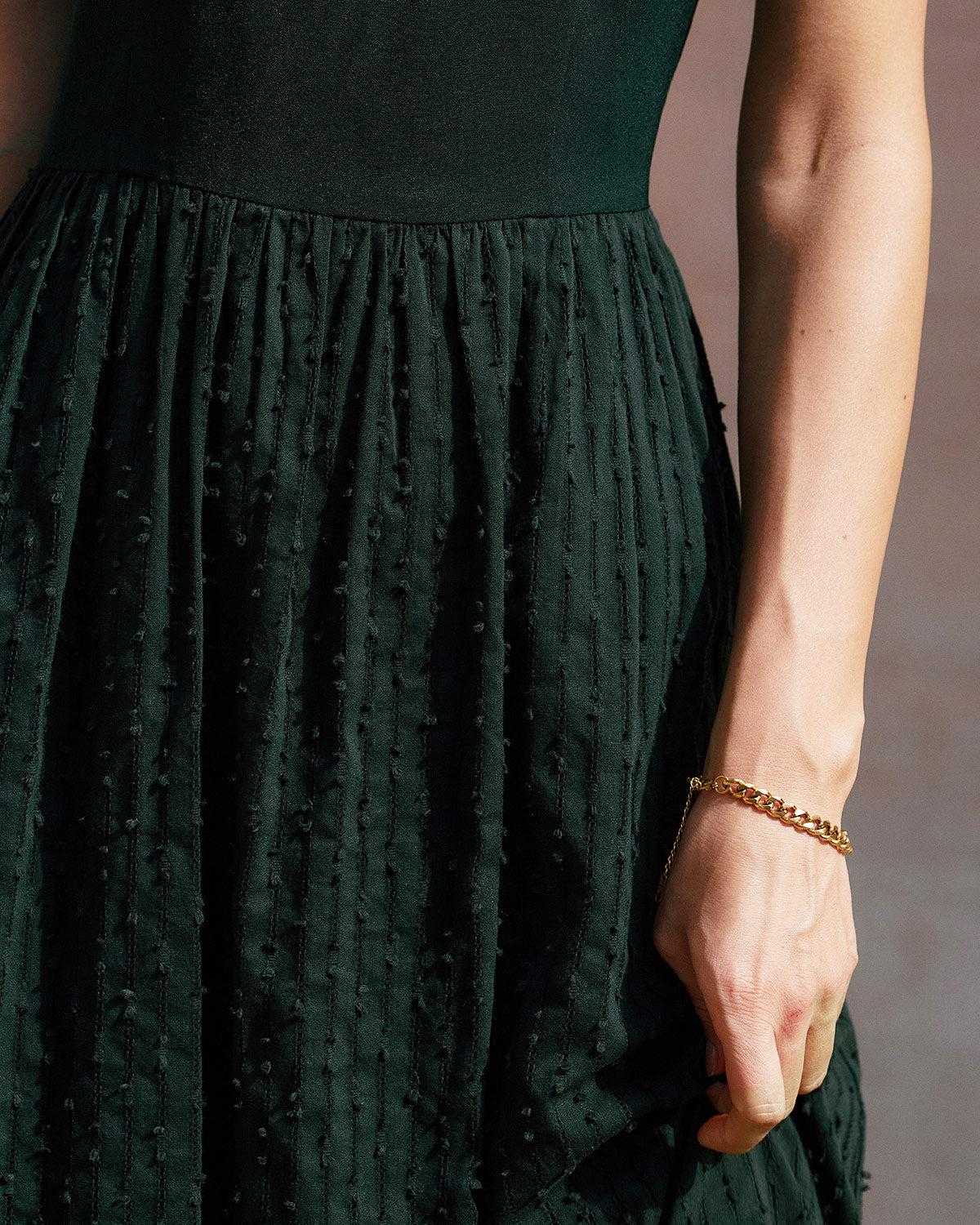 Black Sweetheart Neck Slip Midi Dress Product Image