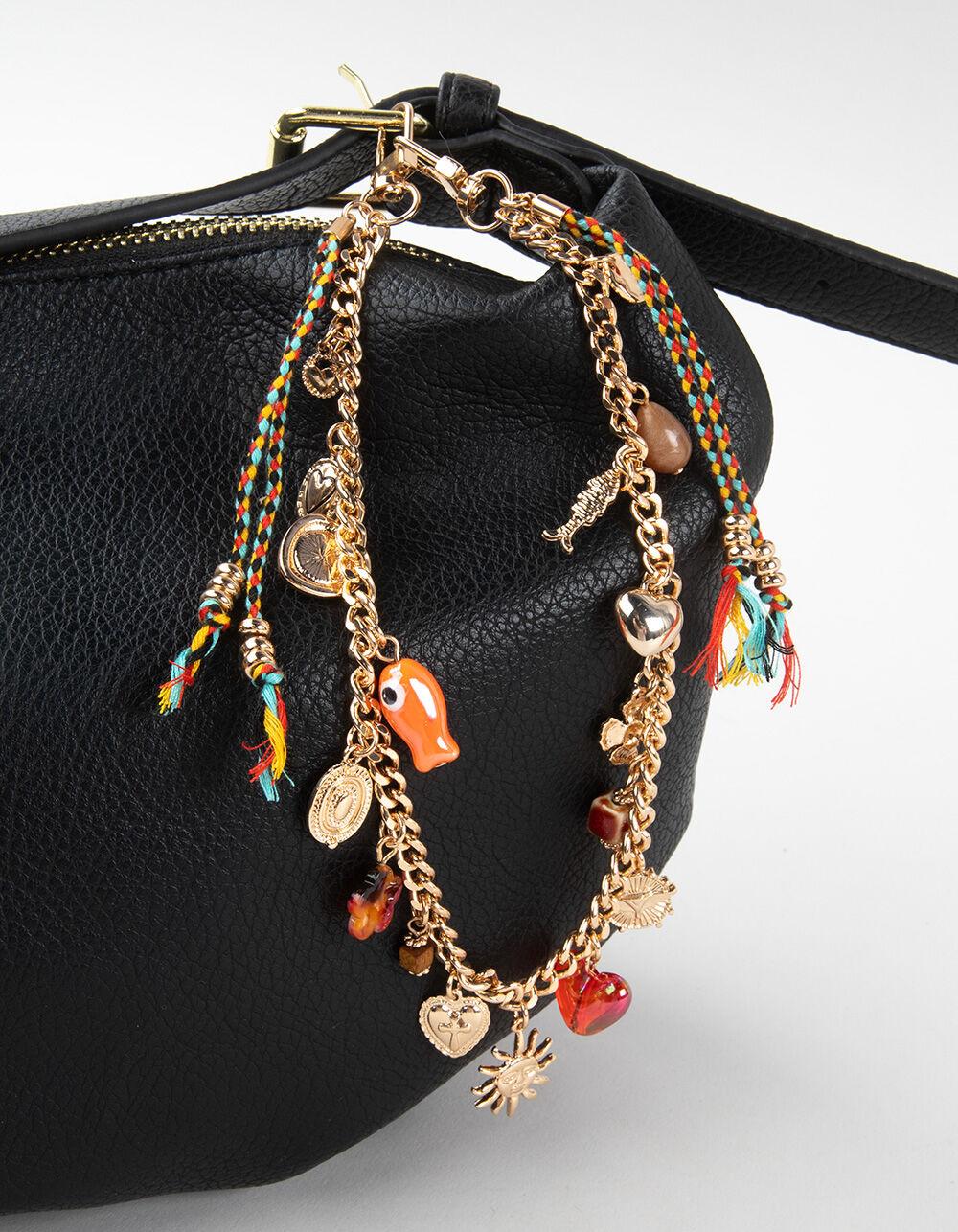 FULL TILT Braided Beaded Cord Chain Bag Charm - MULTI Product Image