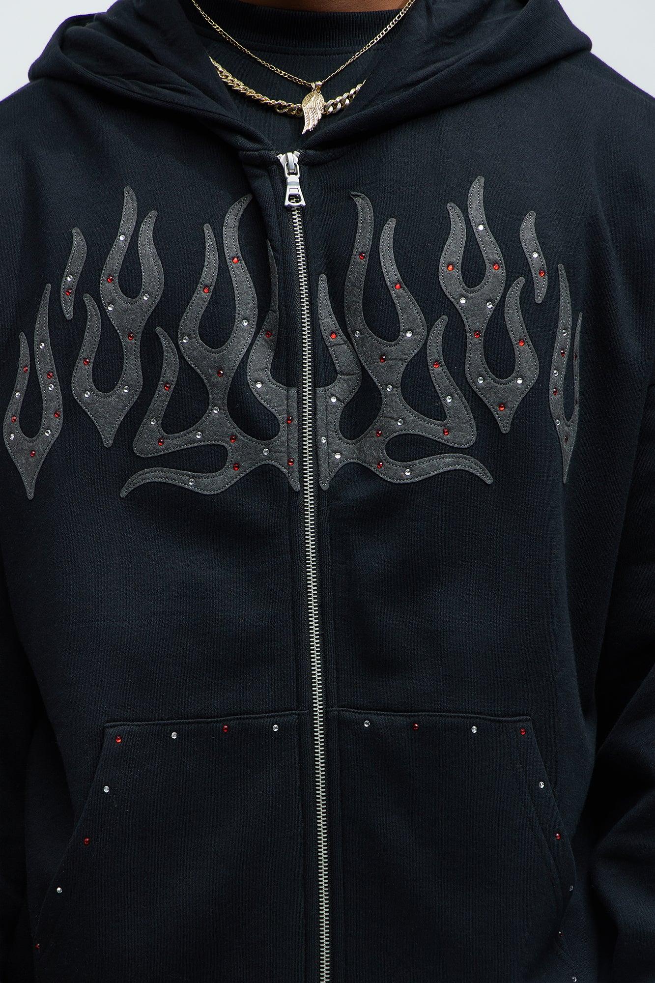Tyson Bling Oversized Zip Hoodie - Black Product Image