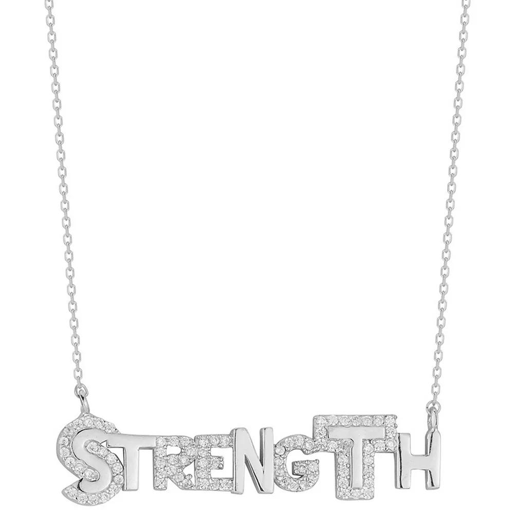 Sunkissed Sterling Silver Over Cubic Zirconia Strength Necklace, Women's, Size: 18", Silver Tone Product Image