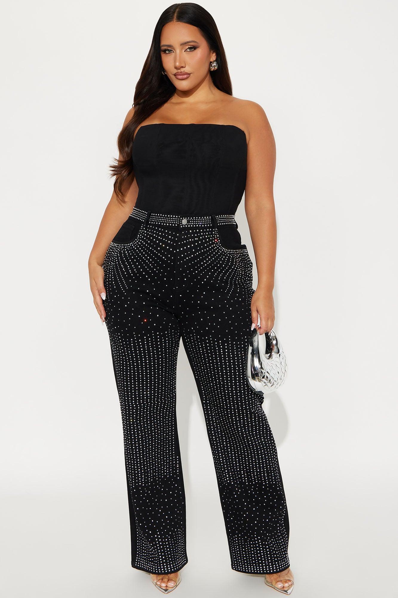 Chasing A Dream Embellished Stretch Straight Leg Jeans - Black Product Image