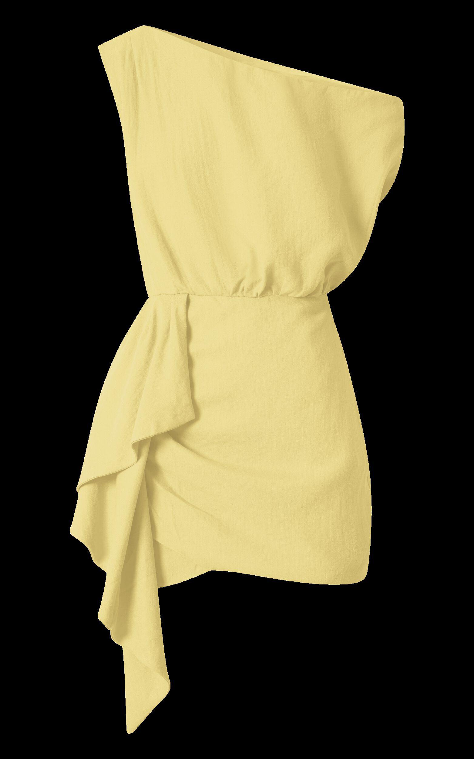 Niana Mini Dress - Drape One Shoulder Dress in Lemon Product Image