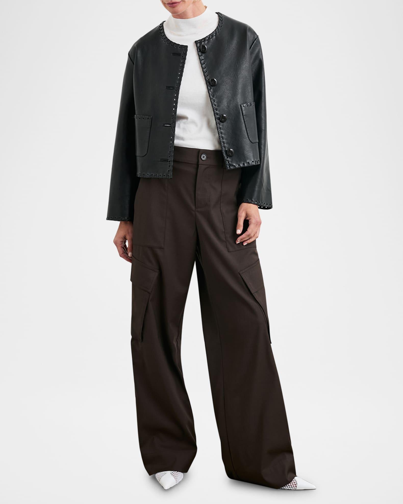 Nevina Whipstitch Faux Leather Jacket  Product Image