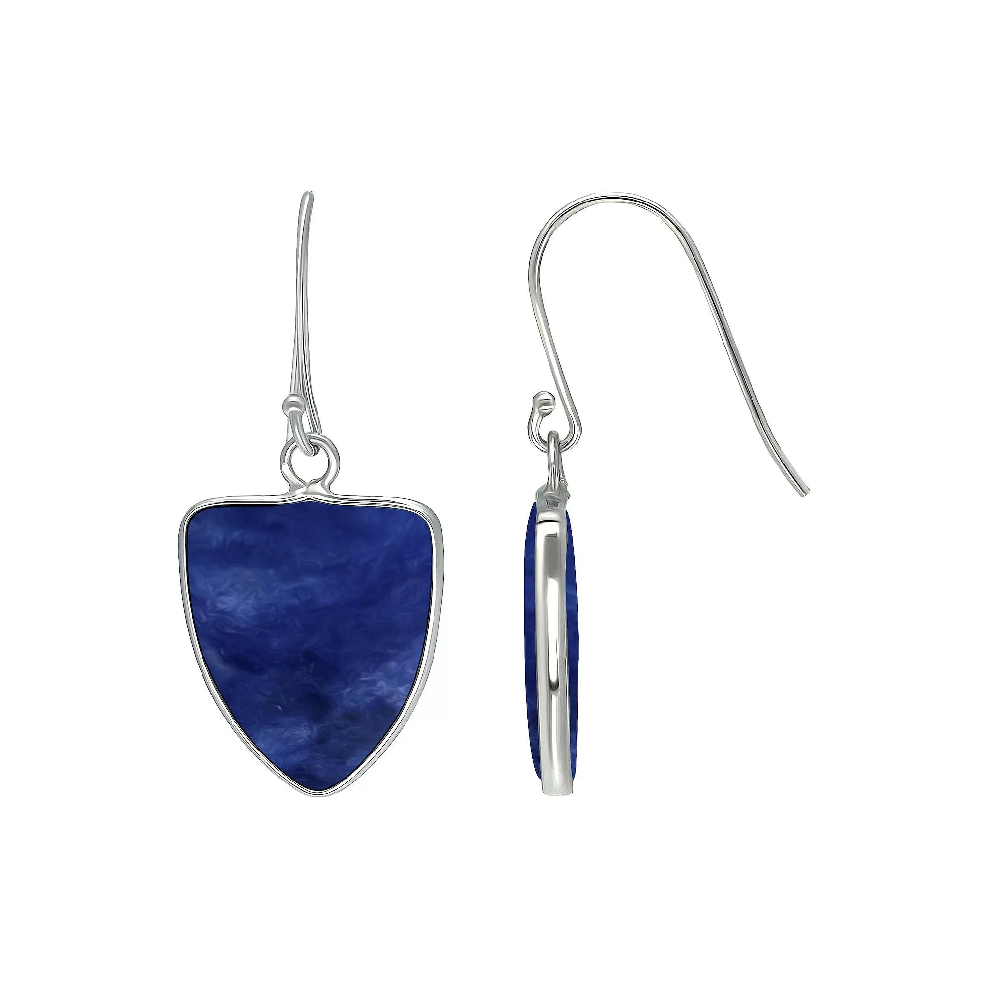 Aleure Precioso Sterling Silver Triangle Shaped Gemstone Drop Earrings, Women's, Light Blue Product Image