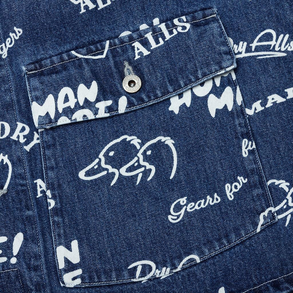 Printed Denim Coverall Jacket - Indigo Male Product Image