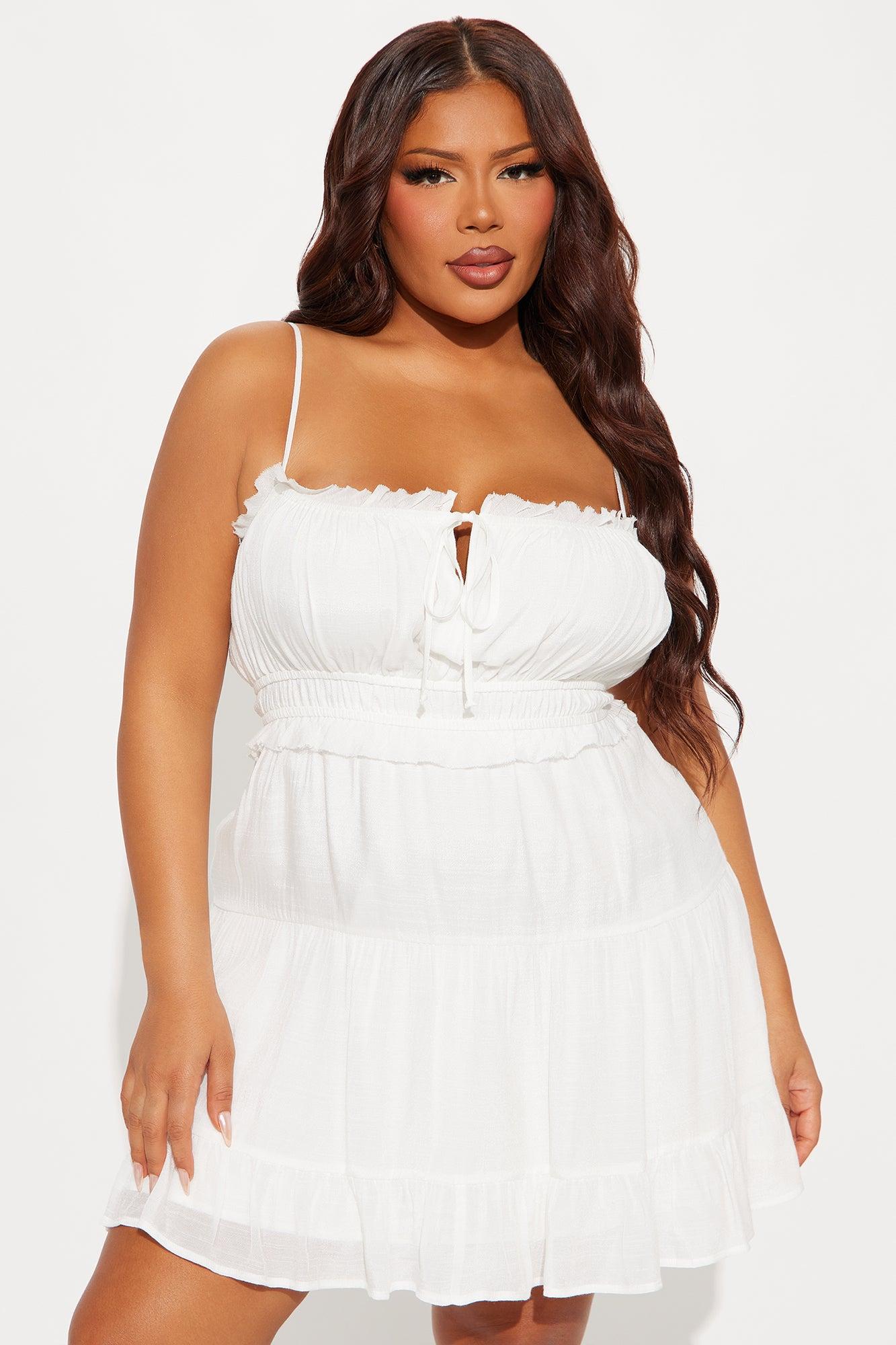 Emberlyn Tiered Mini Dress - White Product Image