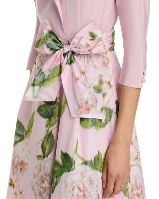 Taffeta Floral Print Shirt Dress Gown Product Image