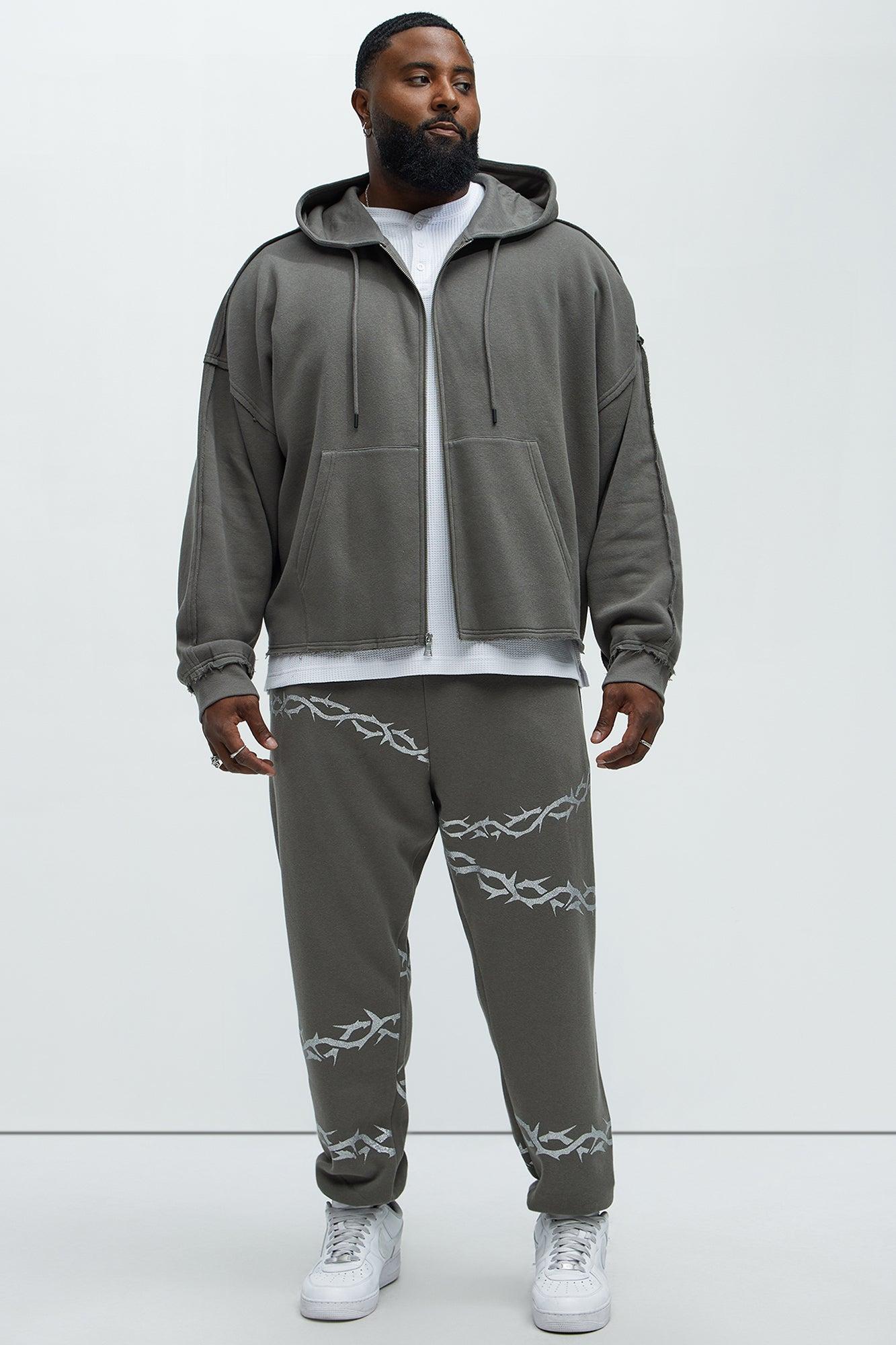Tyson Oversized Cropped Zip Up Hoodie - Grey Product Image