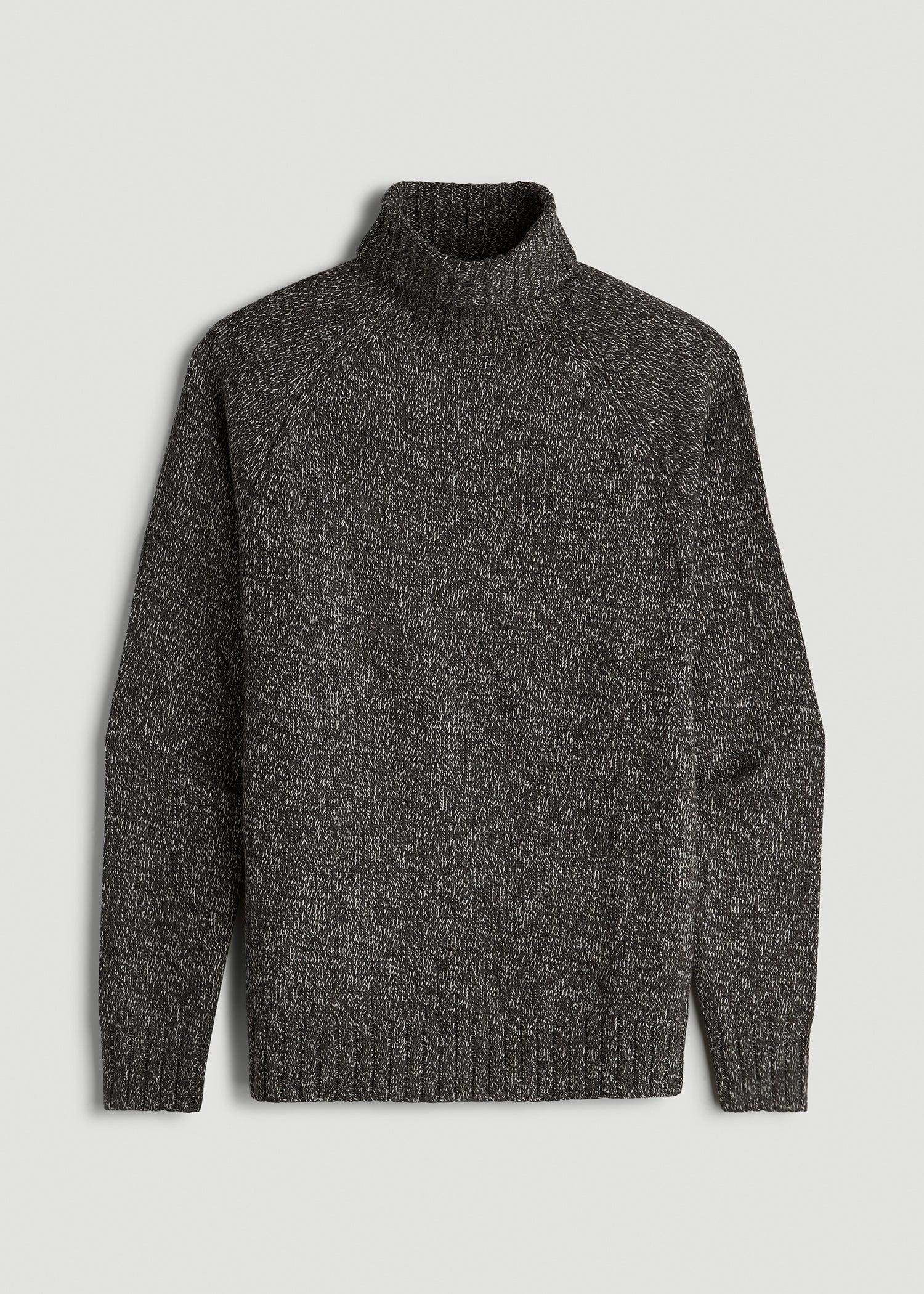 Wool Blend Marled Men's Tall Turtleneck in Charcoal Multi Product Image