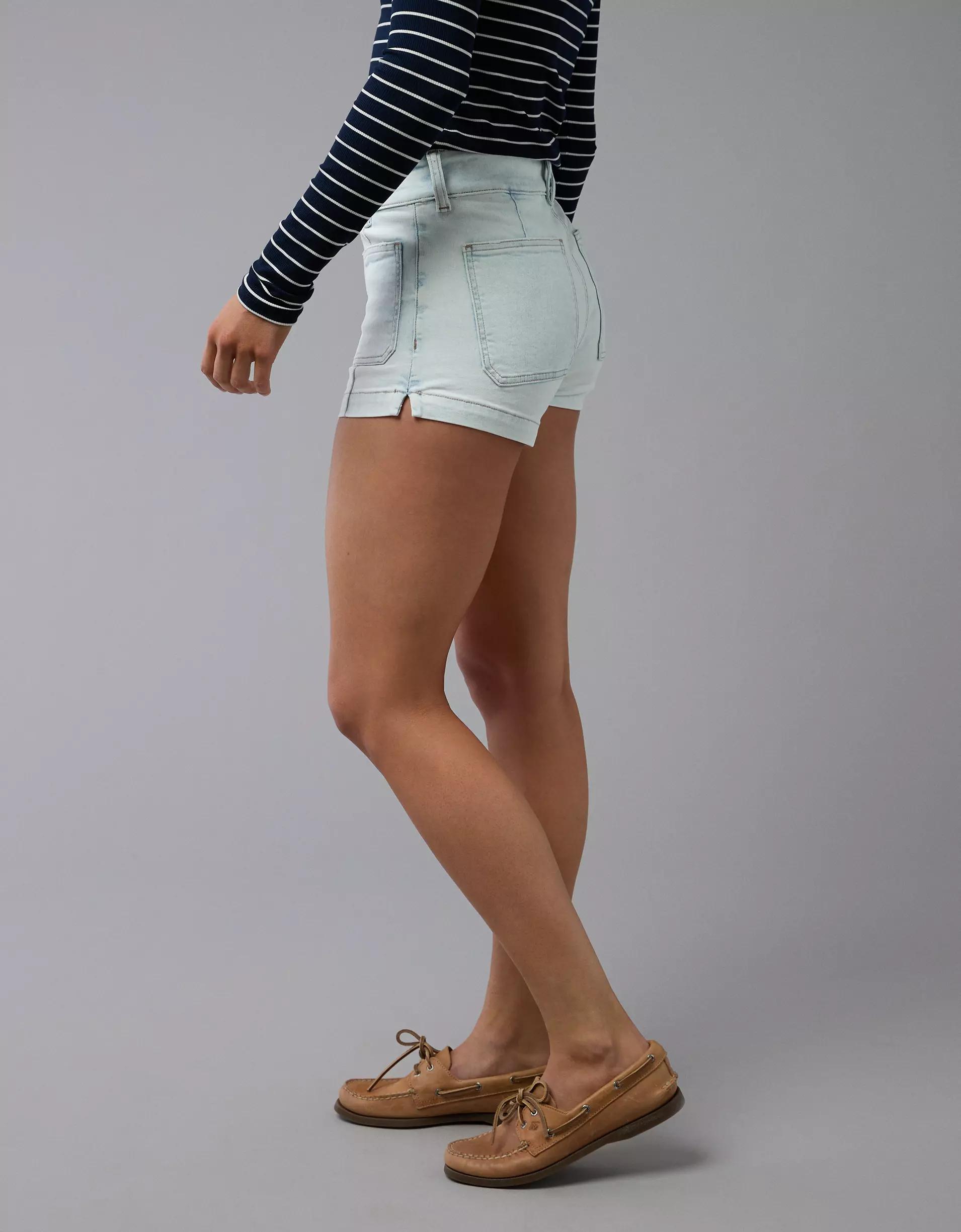 AE Next Level Ripped High-Waisted Denim Short Short Product Image
