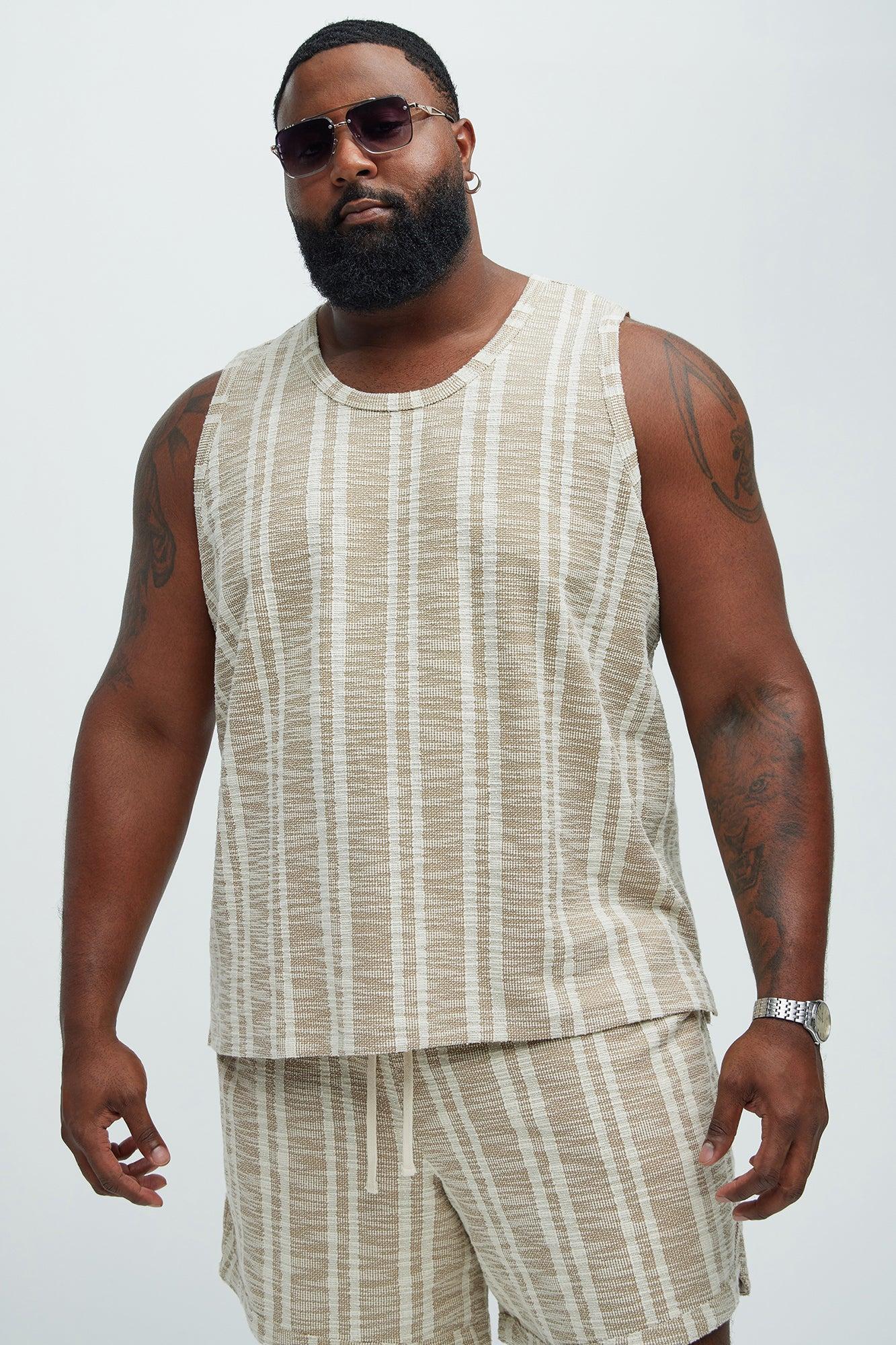 Kam Textured Relaxed Tank - Tan/Multi Product Image