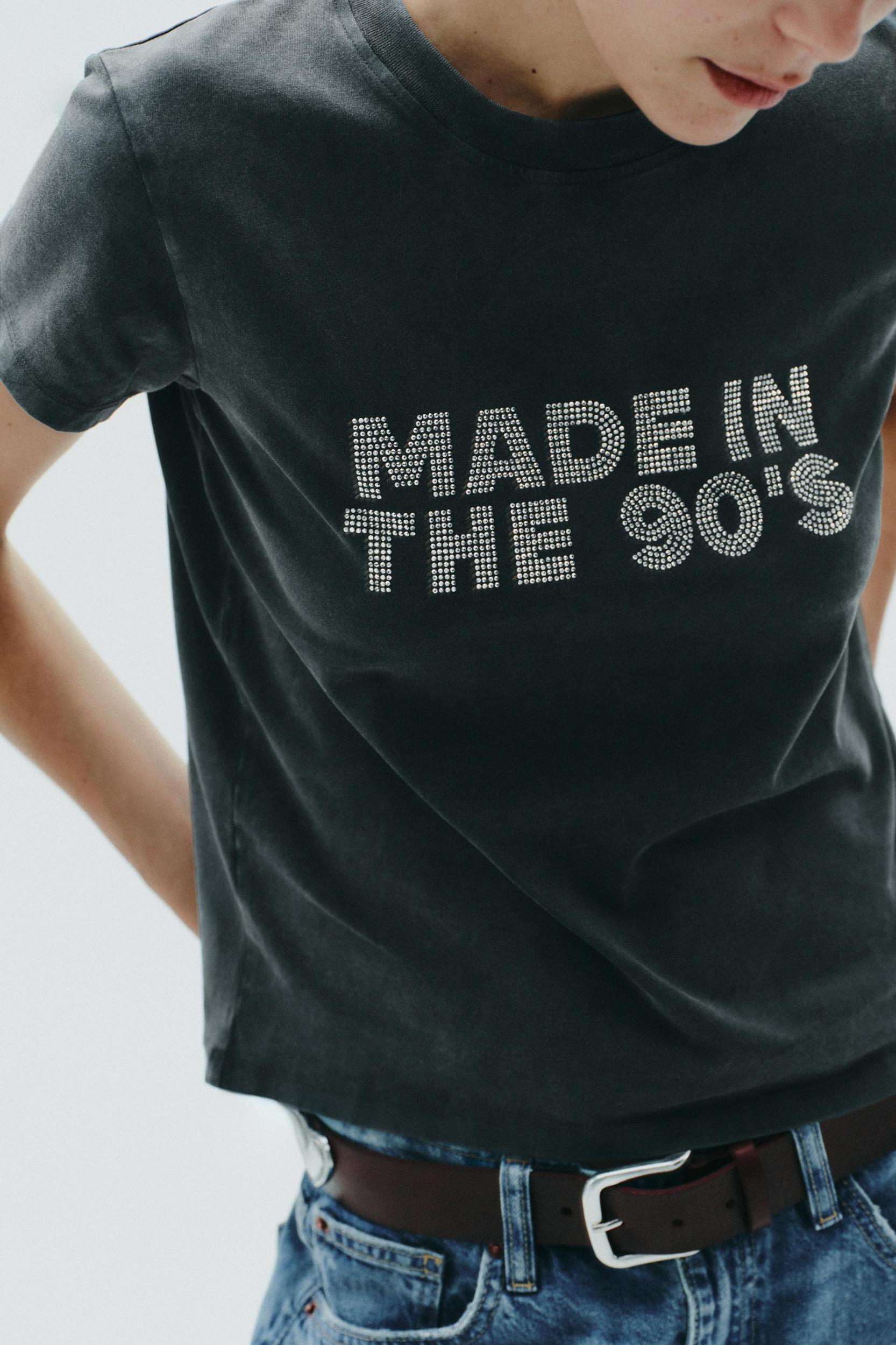 WASHED EFFECT RHINESTONE T-SHIRT Product Image