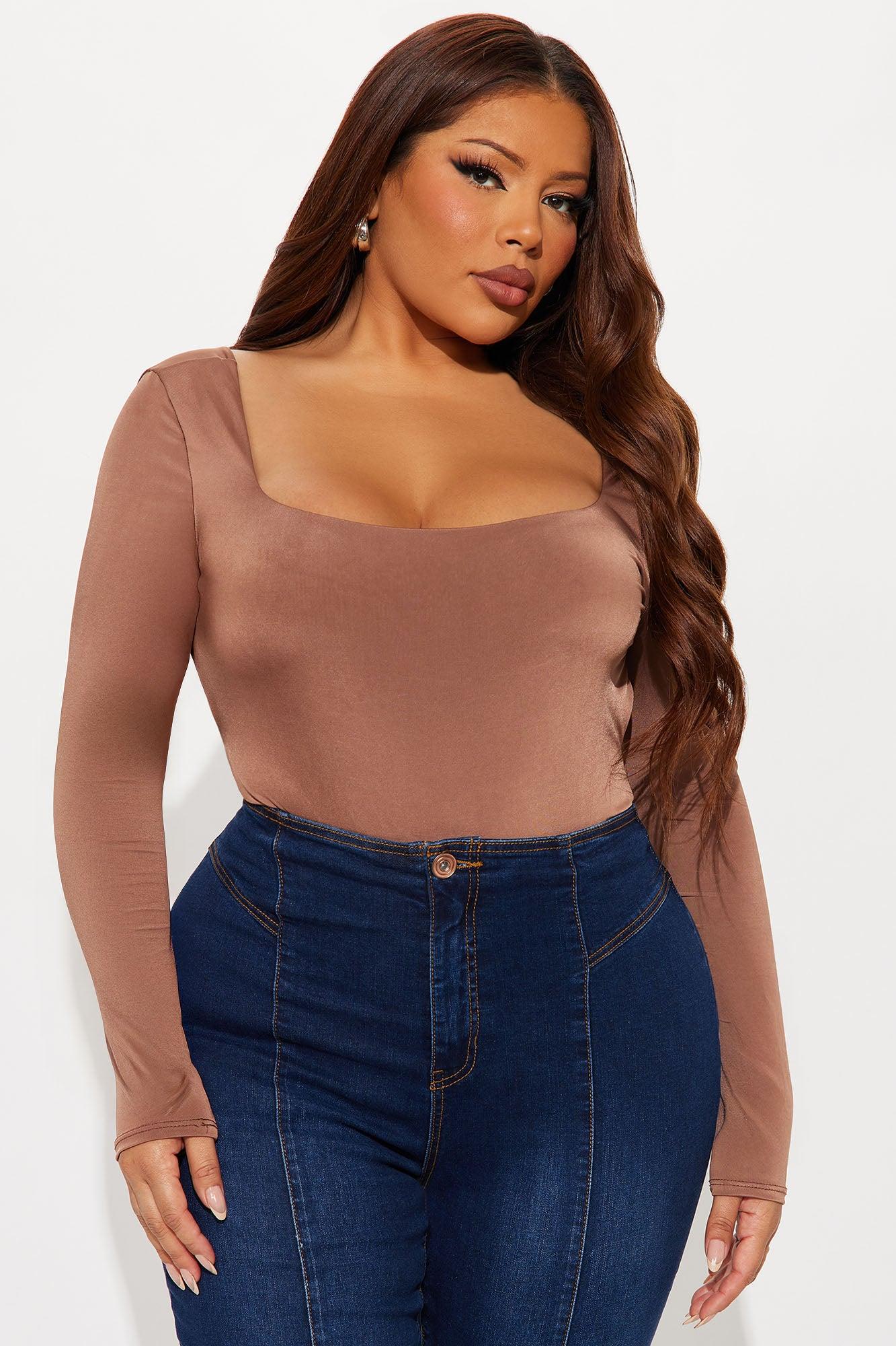 Living Proof Long Sleeve Backless Bodysuit - Chocolate Female Product Image