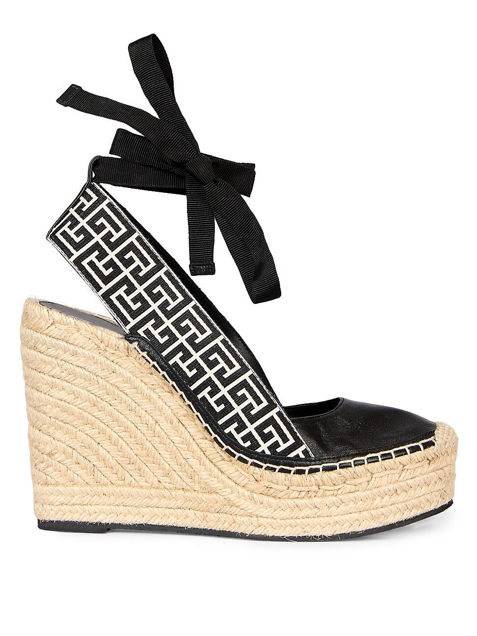Womens 95MM Monogrammed Jacquard Espadrille Wedge Sandals Product Image