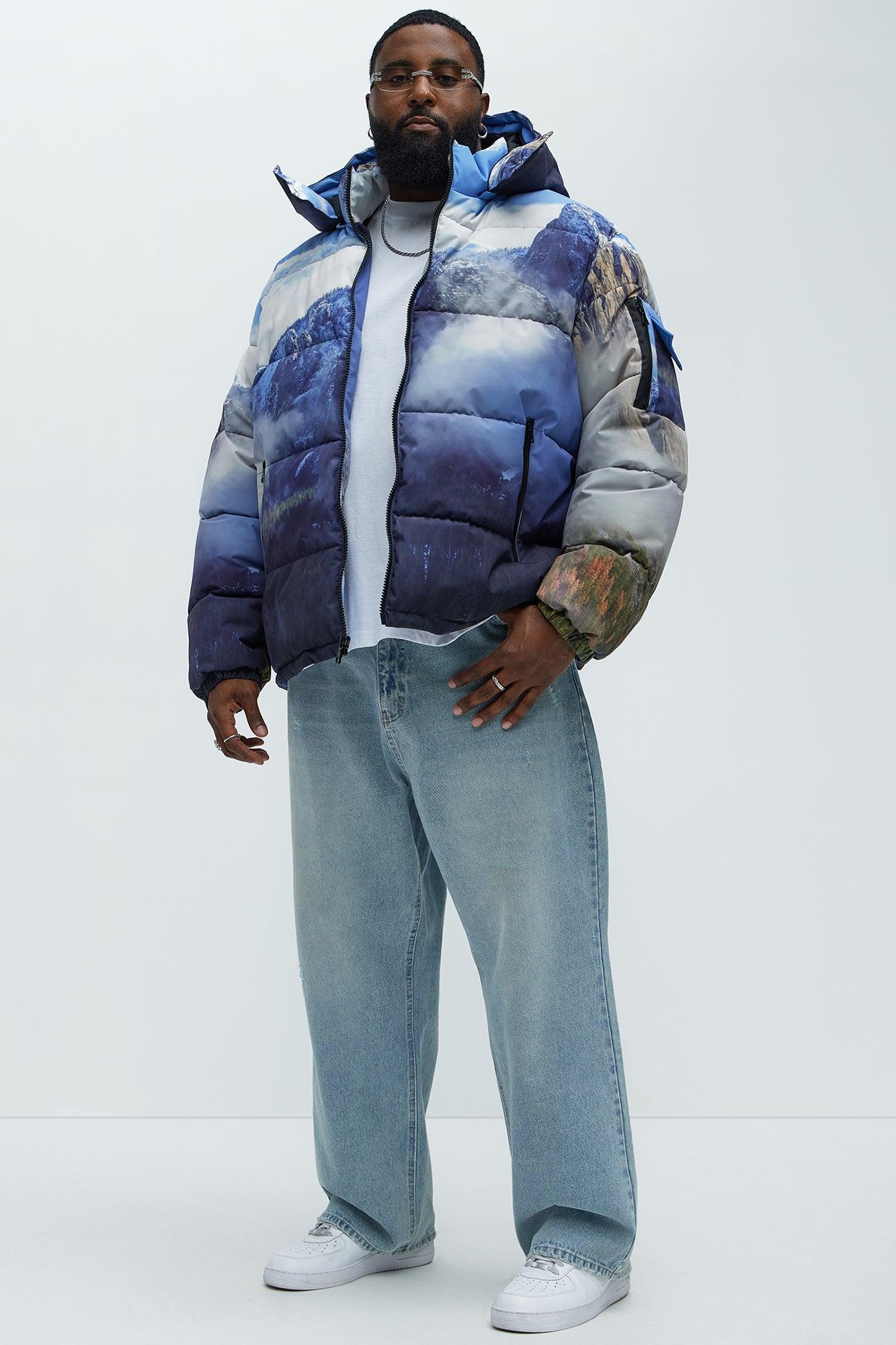 Big Sky Hooded Puffer Jacket - Blue/combo Male Product Image