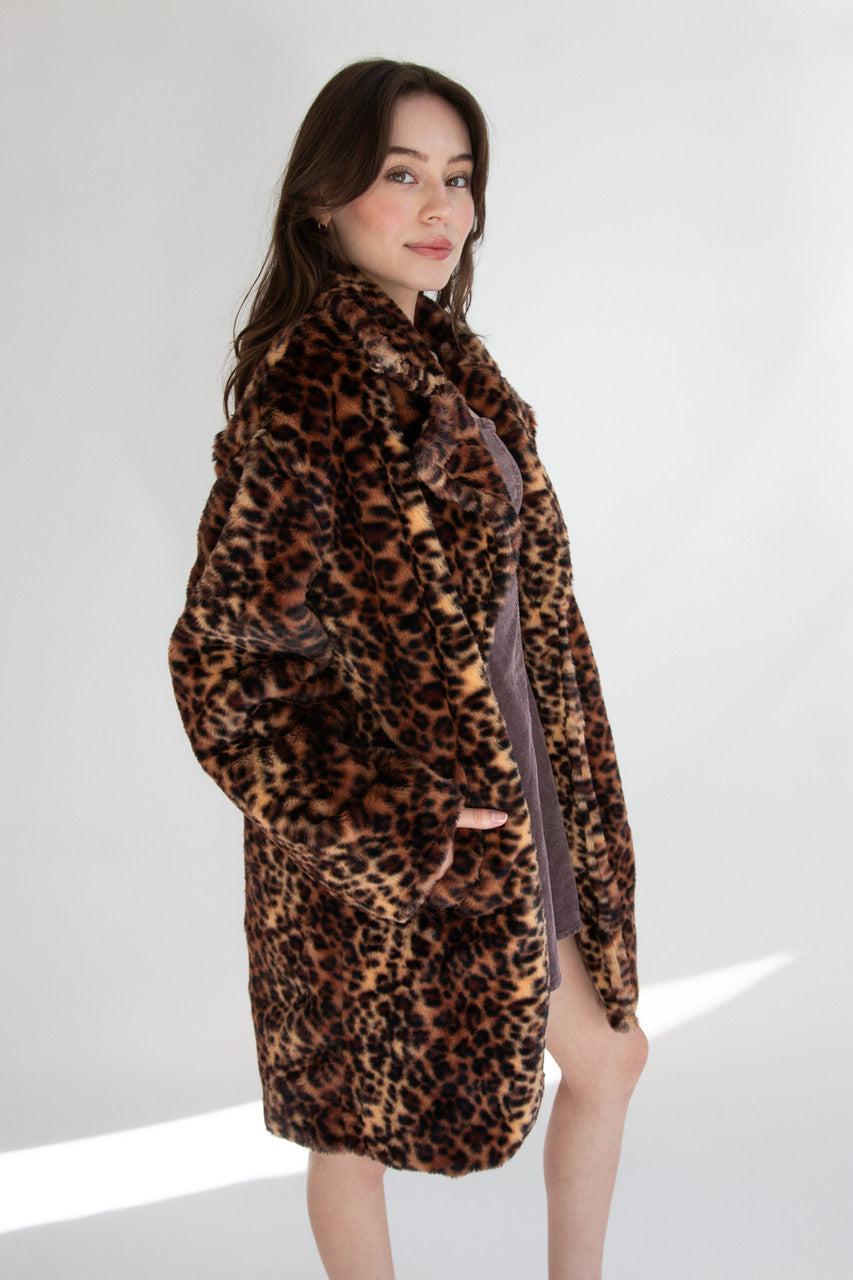 Faux Fur Knee Length Coat Product Image