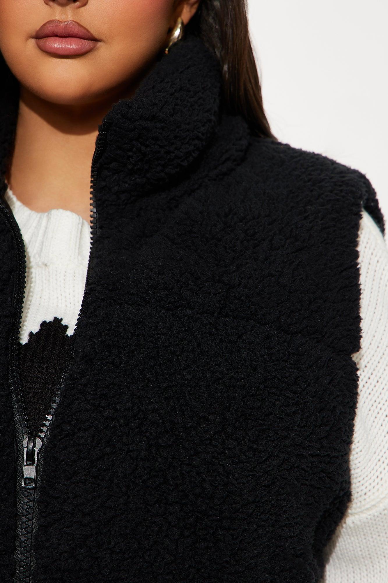 Kiara Sherpa Puffer Vest - Black Product Image