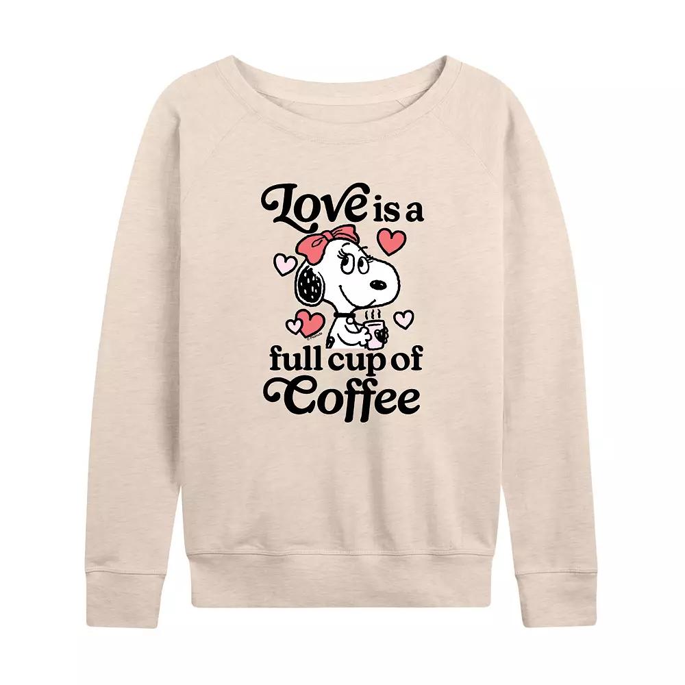 Women's Peanuts Belle Love Is A Full Cup Of Coffee French Terry Long Sleeve Tee,  Product Image