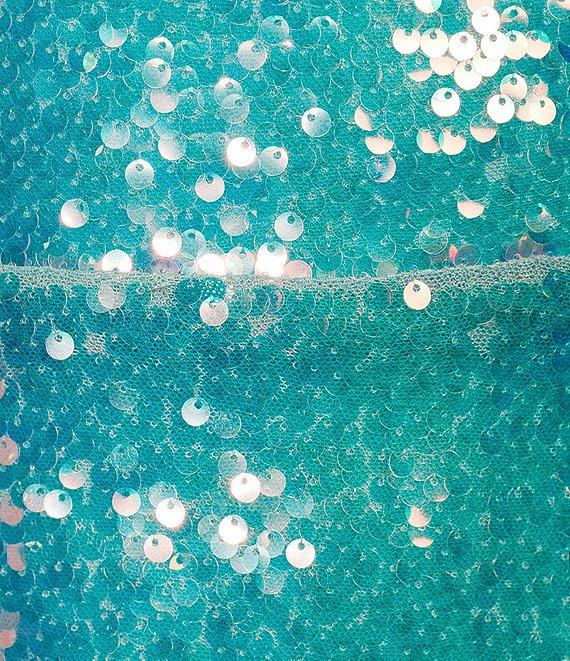 B. Darlin Spaghetti Strap Square Neck Lace Up Back Sequin Bodycon Dress Product Image