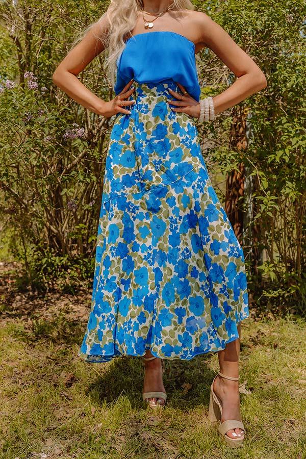 Only Sunshine Floral Skirt In Royal Blue Product Image