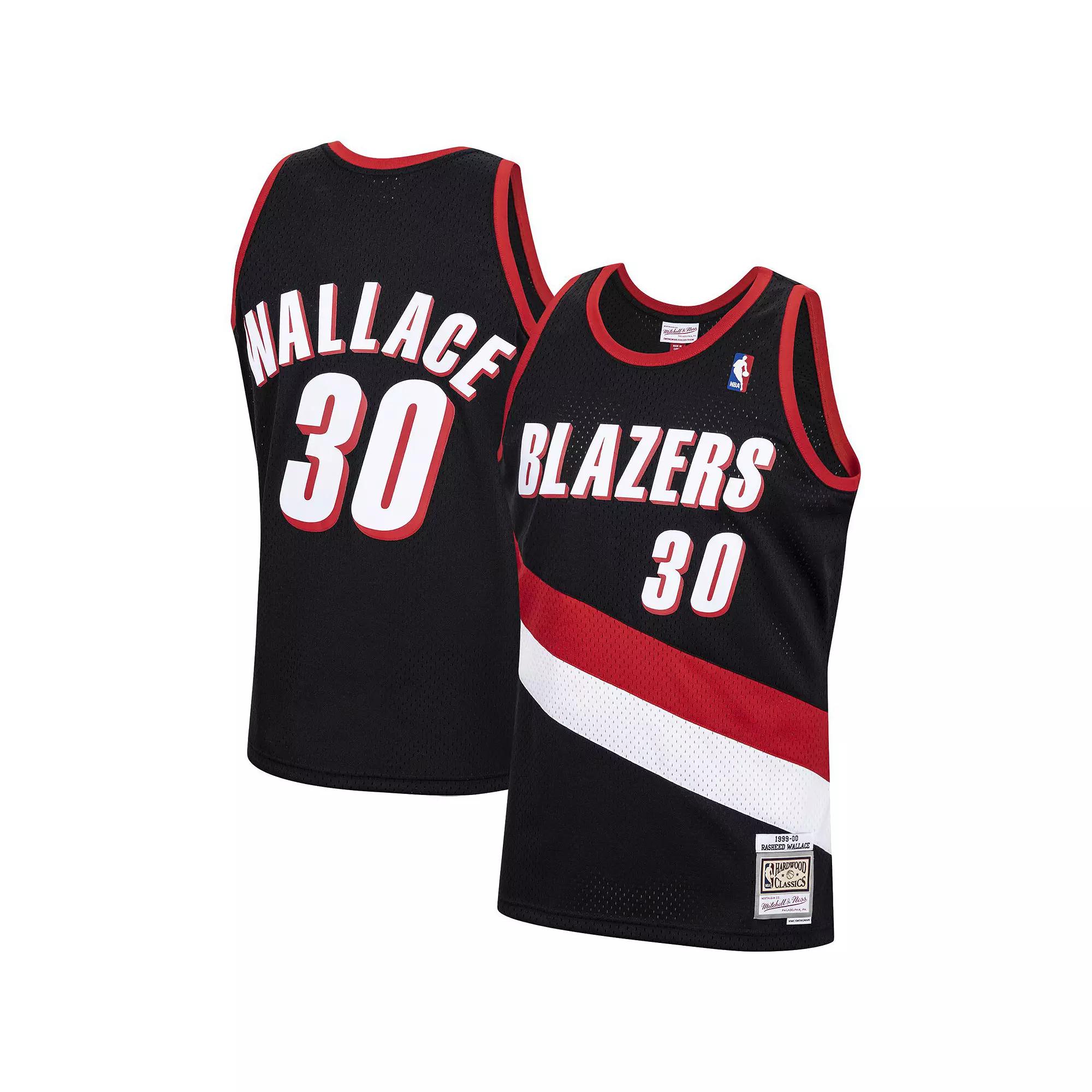 Men's Mitchell & Ness Rasheed Wallace Black Portland Trail Blazers Hardwood Classics Swingman Jersey, Size: Small Product Image