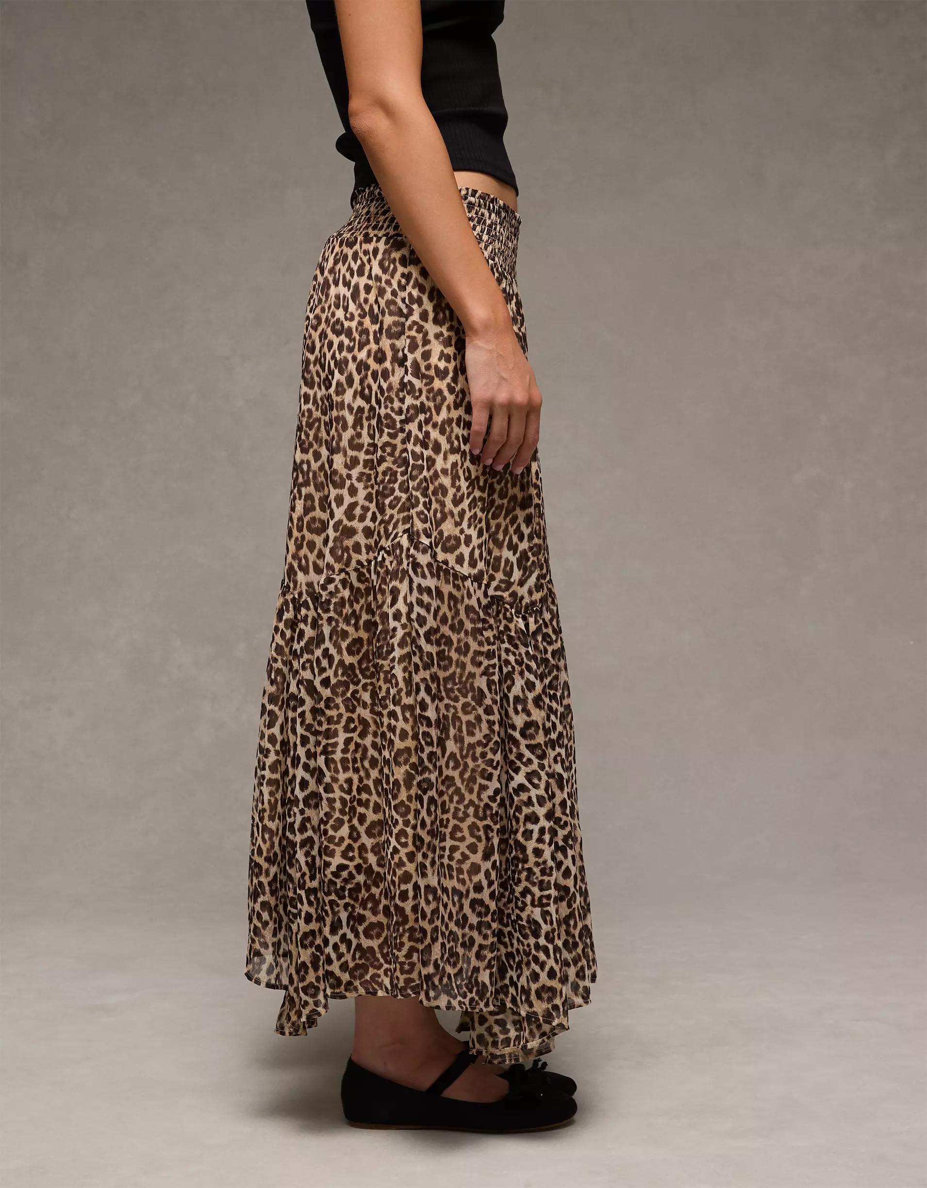 AE Smocked Handkerchief Hem Maxi Skirt Product Image